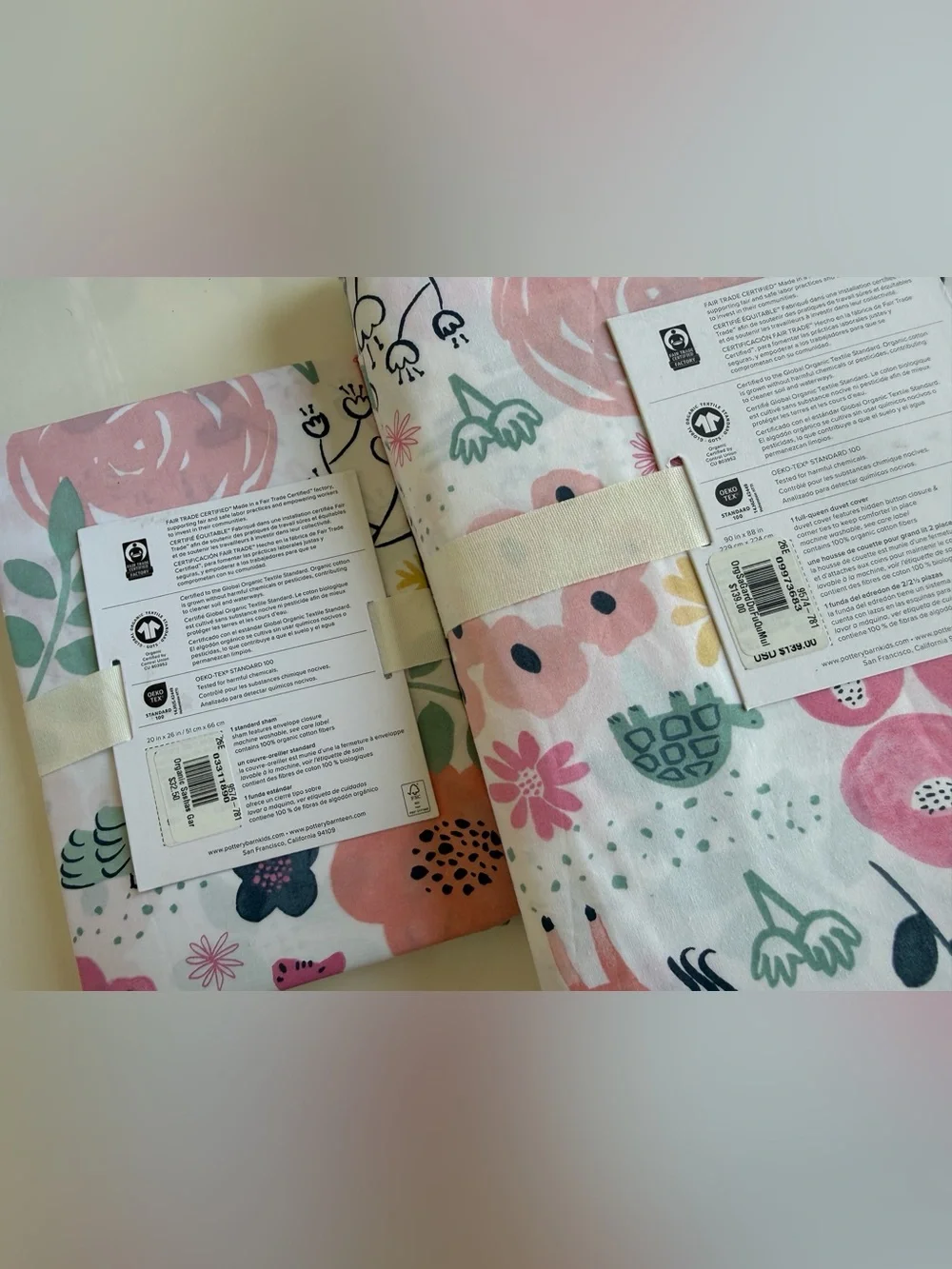 Pottery Barn Kids Sasha's Garden Organic F/Q Duvet Cover & Shams NWT Retail $204